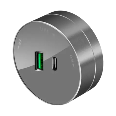 MULTITRACK Розетка 2хUSB (тип А+С) 18 Вт, 5 В/3 А ГРАФИТ