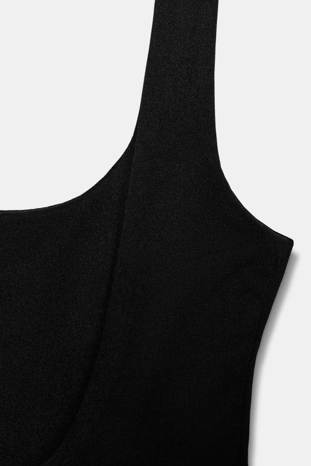 ZARA ЭЛАСТИЧНОЕ БОДИ С КВАДРАТНЫМ ВЫРЕЗОМ, ЧЕРНЫЙ