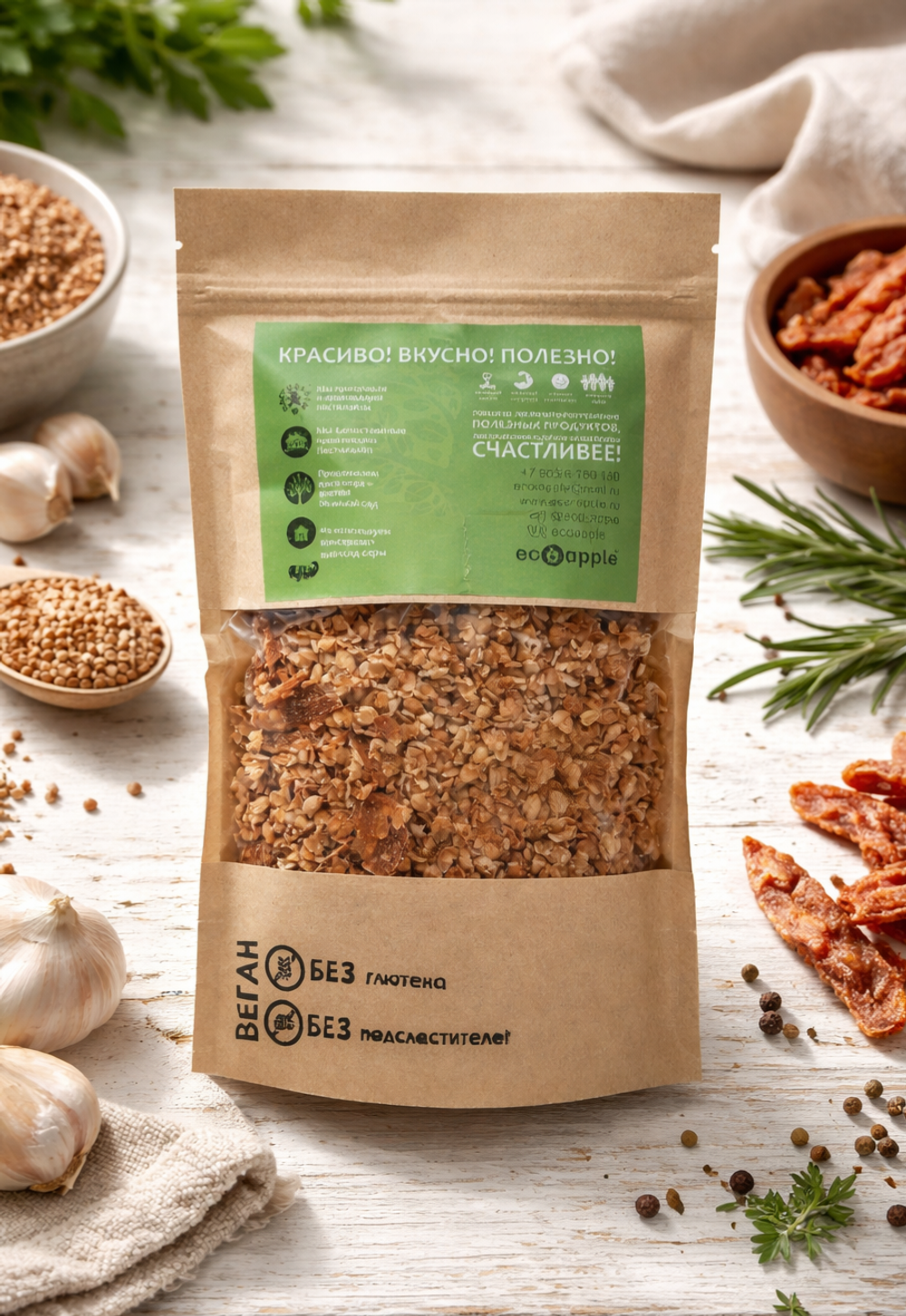 Гречневые хлопья с куриными джерками, 220 г