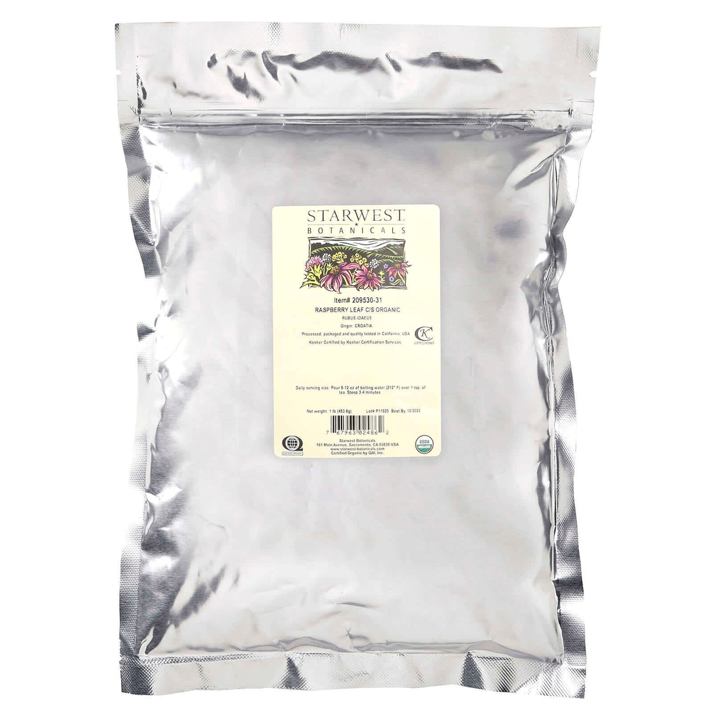 Starwest Botanicals, органические листья малины, 453,6 г (1 фунт)