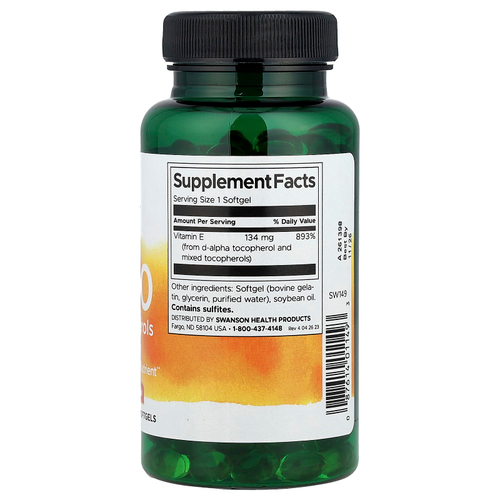 Swanson, E-200 смешанные токоферолы, 134 мг (200 МЕ), 250 мягких таблеток