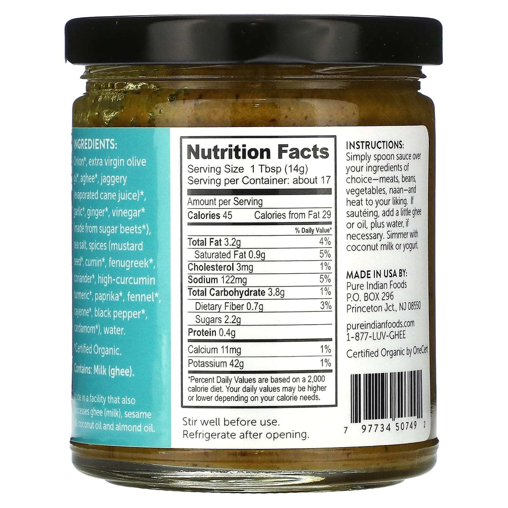 Pure Indian Foods, Мадрас карри, средний вкус, 241 г (8,5 унции)