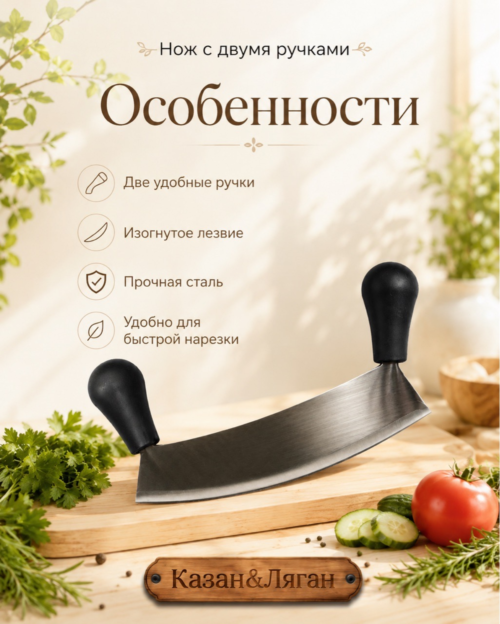 Нож Двойная ручка 25*13 см