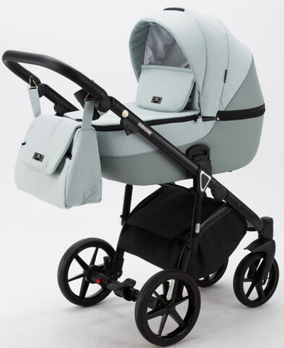 Детская коляска Adamex Bibione 3 в 1 BI-PS25 (СЕРО-ЗЕЛЕН+СЕРО-ЗЕЛЕН.КОЖА)
