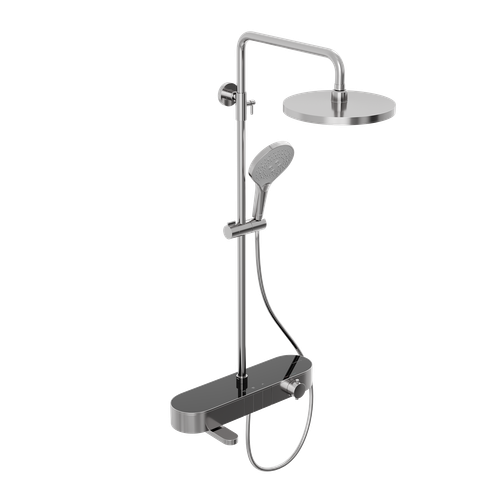 Душевая система Abelsberg Intensa SNS52655CH с термостатом и полкой для ванны и душа, глянцевый хром