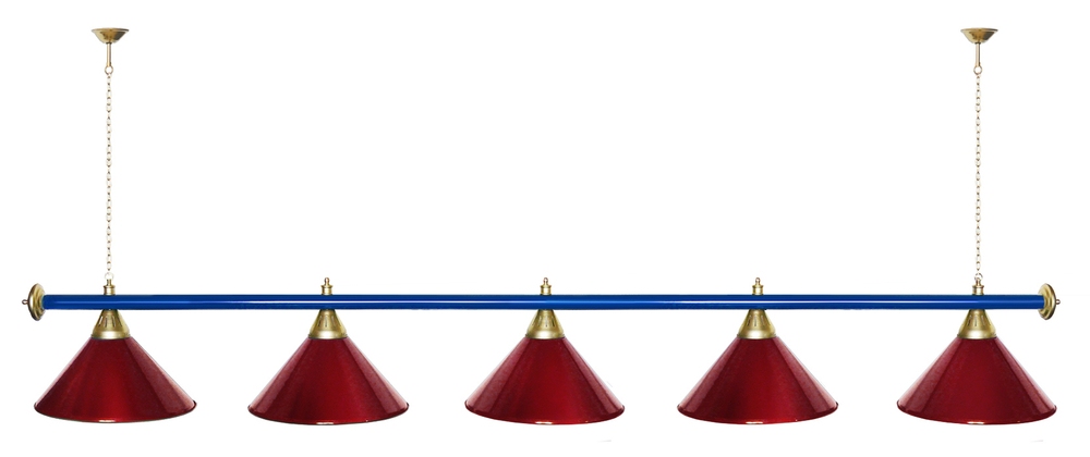 Лампа STARTBILLIARDS 5 пл. (плафоны зеленые,штанга зеленая,фурнитура золото)