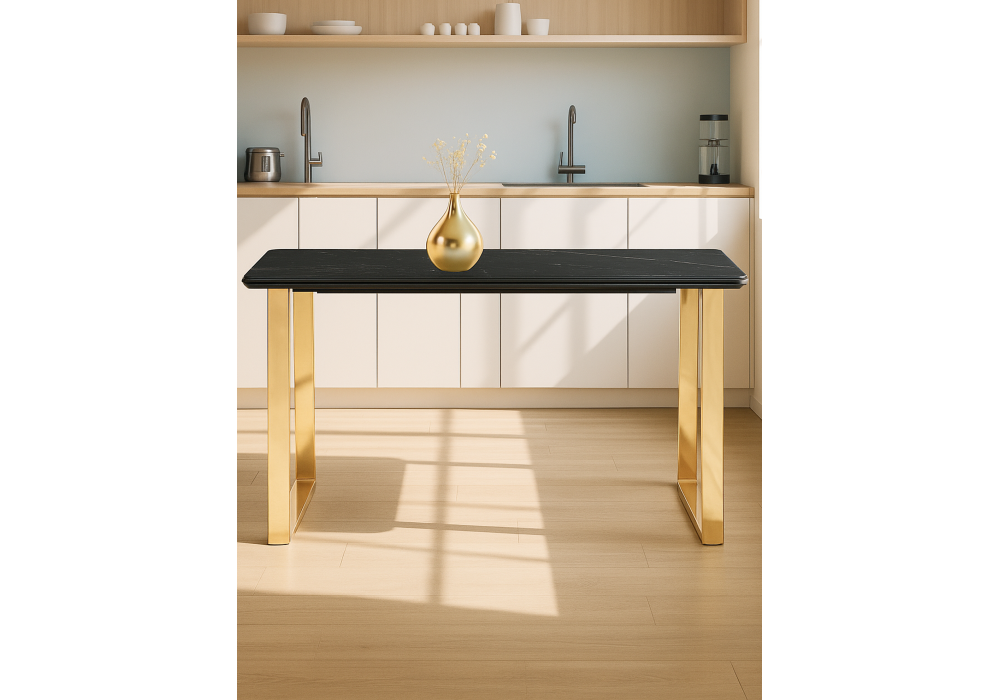 Керамический стол Woodville Селена 2 160х90 черный мрамор, золото