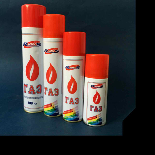 Газ для зажигалок RUNIS Premium 140мл метал балон с переходниками(24шт/кор)