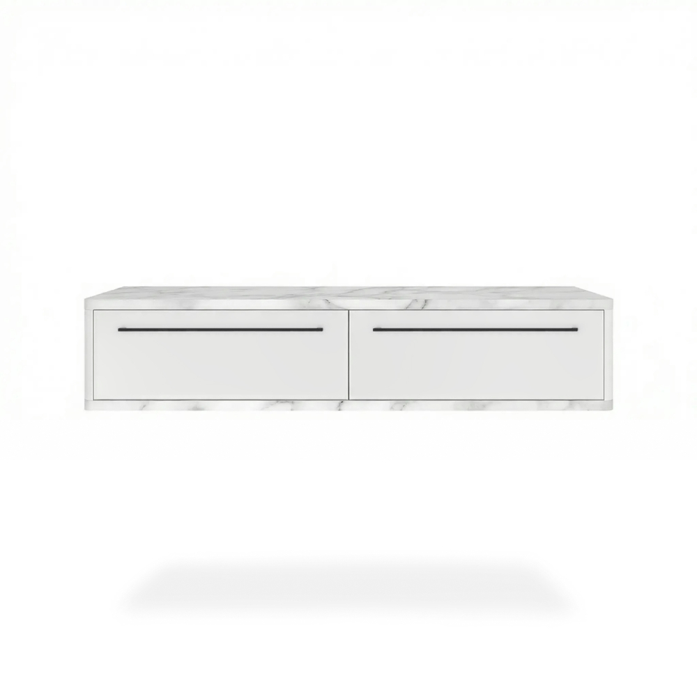 Подвесной туалетный столик консоль Royal 5210 эко (Мрамор Каррара-р.черная)