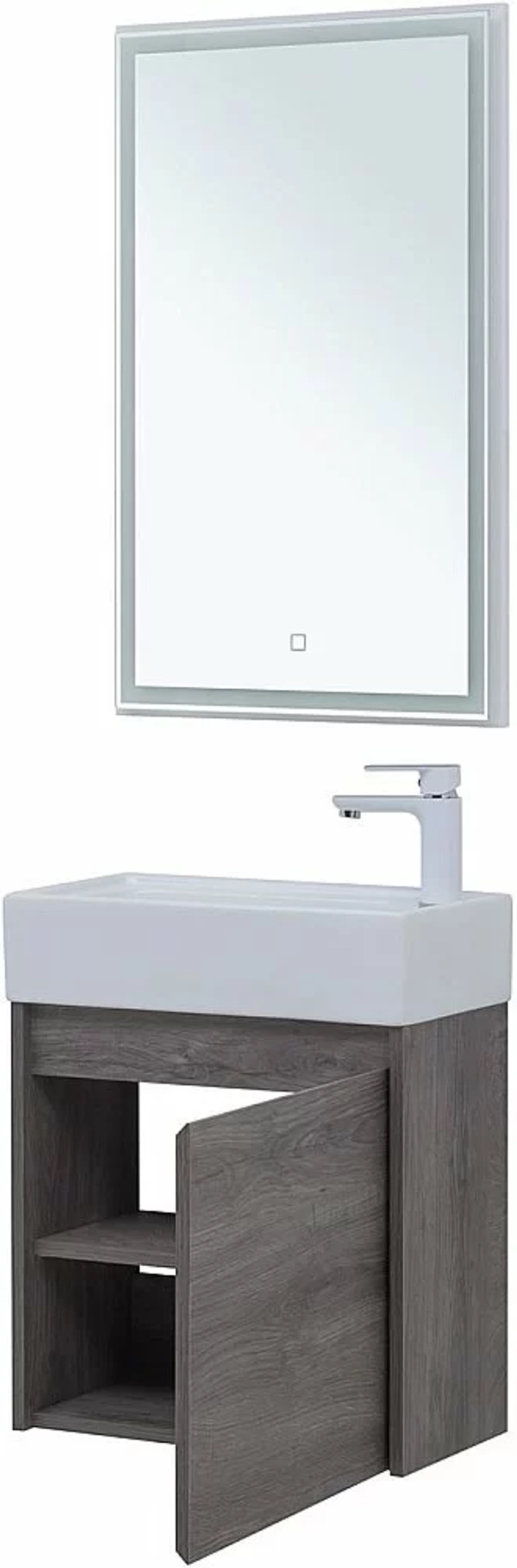 Тумба с раковиной Aquanet Nova Lite 50 с зеркалом, дуб рошелье