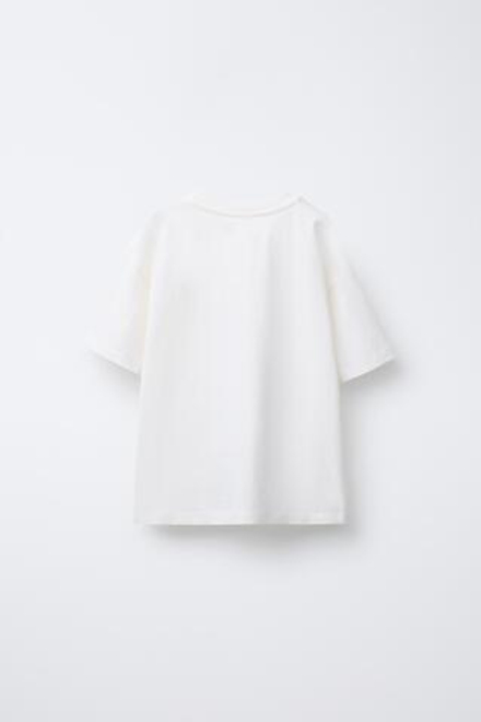 ZARA ФУТБОЛКА С ПРИНТОМ, БЕЛЫЙ