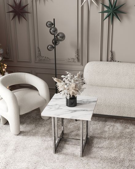 Кресло лаунж Bones жемчужный букле