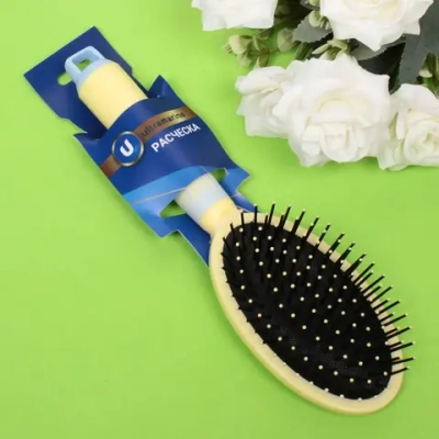 Расческа массажная «Marlene», овальная, цвет лимонный пирог, 7*24 см (блистер Ultramarine)