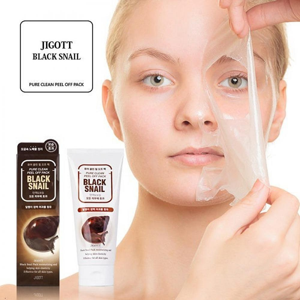 Jigott Pure Clean Peel Of Pack Black Snail очищающая маска-пленка с экстрактом слизи черной улитки