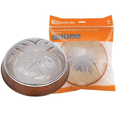 Светильник TDM, НПО 106 Плутон, 40 Вт, E27, 1лам, IP20, 23.2х23.2х7.7 см, бук, SQ0328-0031