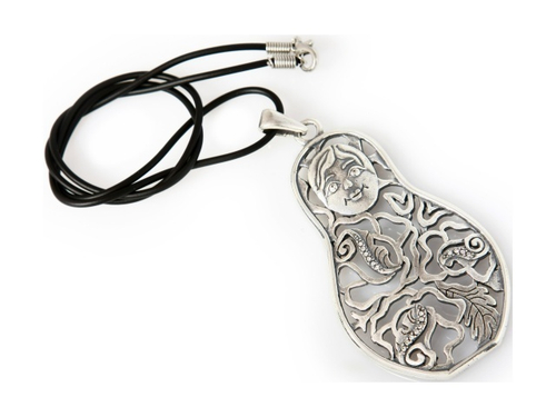 "Голуба" кулон в серебряном покрытии из коллекции "Матрешки" от Jenavi  с замком карабин