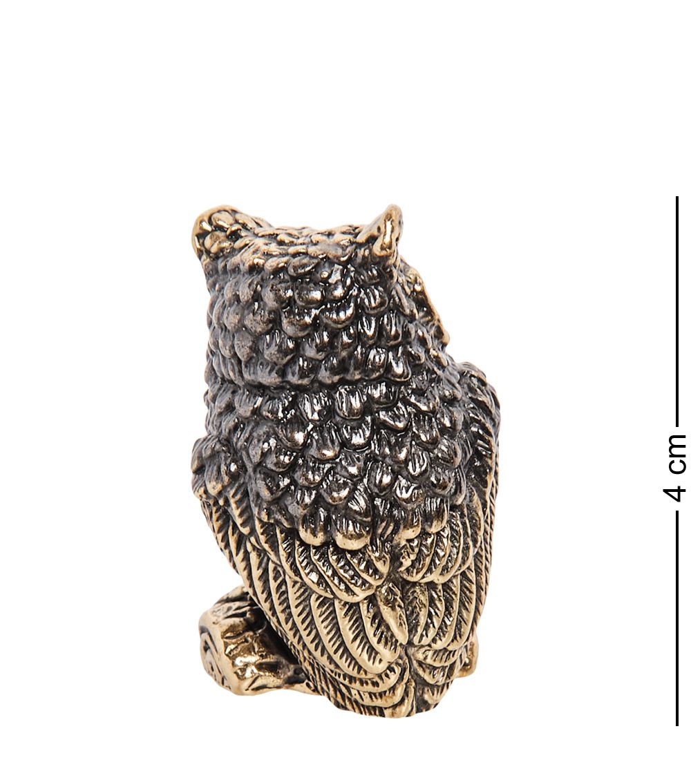 Народные промыслы AM-1866 Фигурка «Филин на пне» (латунь, янтарь)