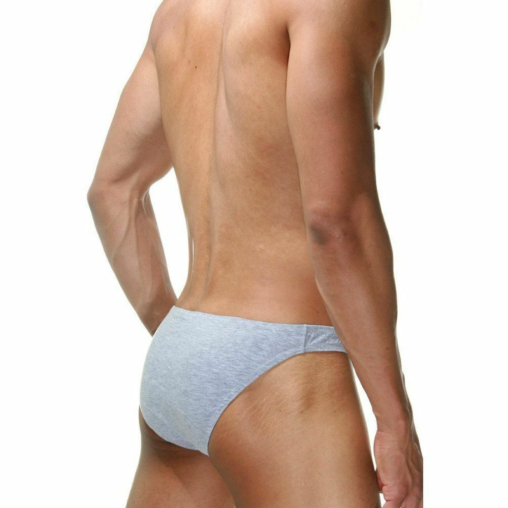 Серые меланжевые трусы-слипы с узким бочком (Размер: L) (Цвет: серый)