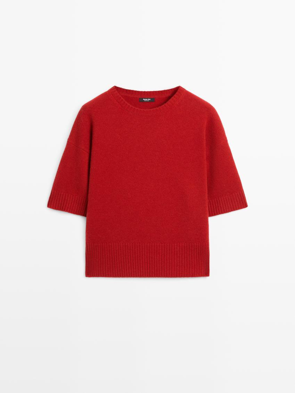 Massimo Dutti Свитер из смесовой шерсти с круглым вырезом, красный
