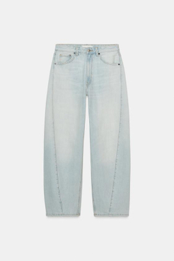 ZARA ДЖИНСЫ TRF BAGGY BALLOON СО СРЕДНЕЙ ПОСАДКОЙ, ГОЛУБОЙ