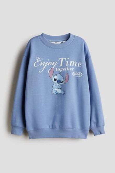 H&M Толстовка оверсайз с принтом, синий