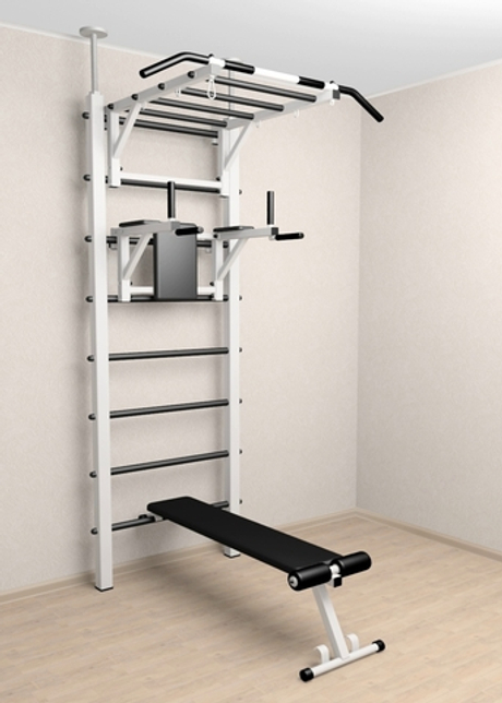 Шведская стенка Sv Sport враспор (Турник рукоход/Брусья/Скамья)
