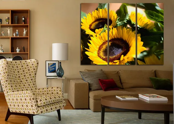 Модульная картина "Желтые подсолнухи"