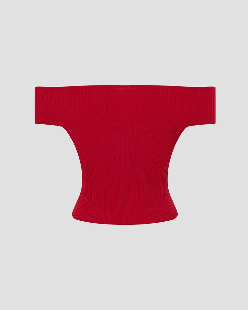 Топ трикотажный с открытыми плечами и короткими рукавами