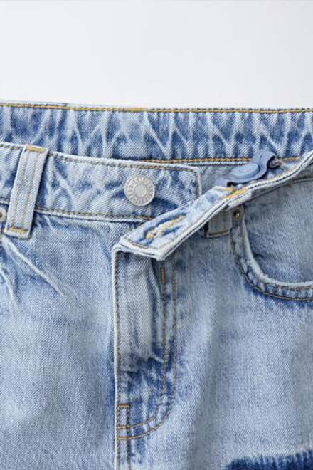 ZARA ДЖИНСЫ LOOSE С НАШИВКАМИ, СИНИЙ