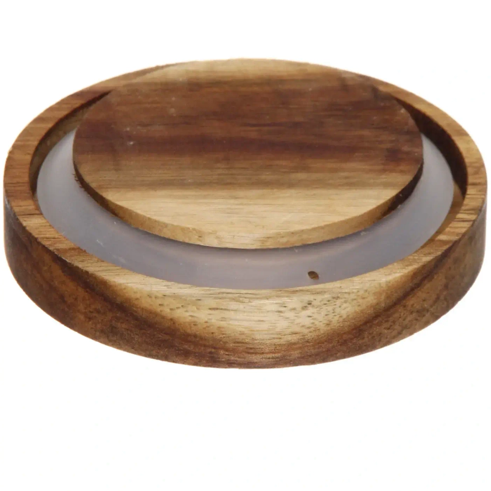 Банка для продуктов стеклянная 750мл «Хай-Тек» с крышкой из акации 9*15см