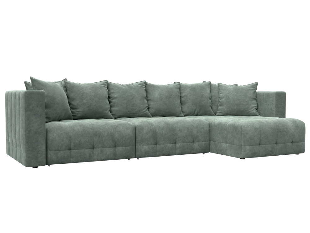 Диван угловой Лига-052 НПБ Лонг угол универсальный, BRUT 08 ВЕЛЮР зеленый