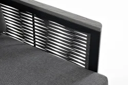 "Сан Ремо" кресло плетеное из роупа садовое, каркас алюминий темно-серый, роуп серый, ткань серая