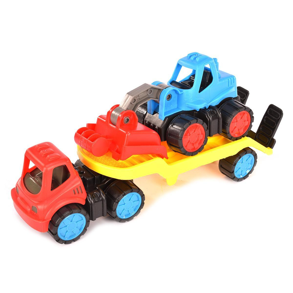 Пластмассовая игрушечная машина Toy Bibib "Эвакуатор с погрузчиком" (35*12*19 см), сетка