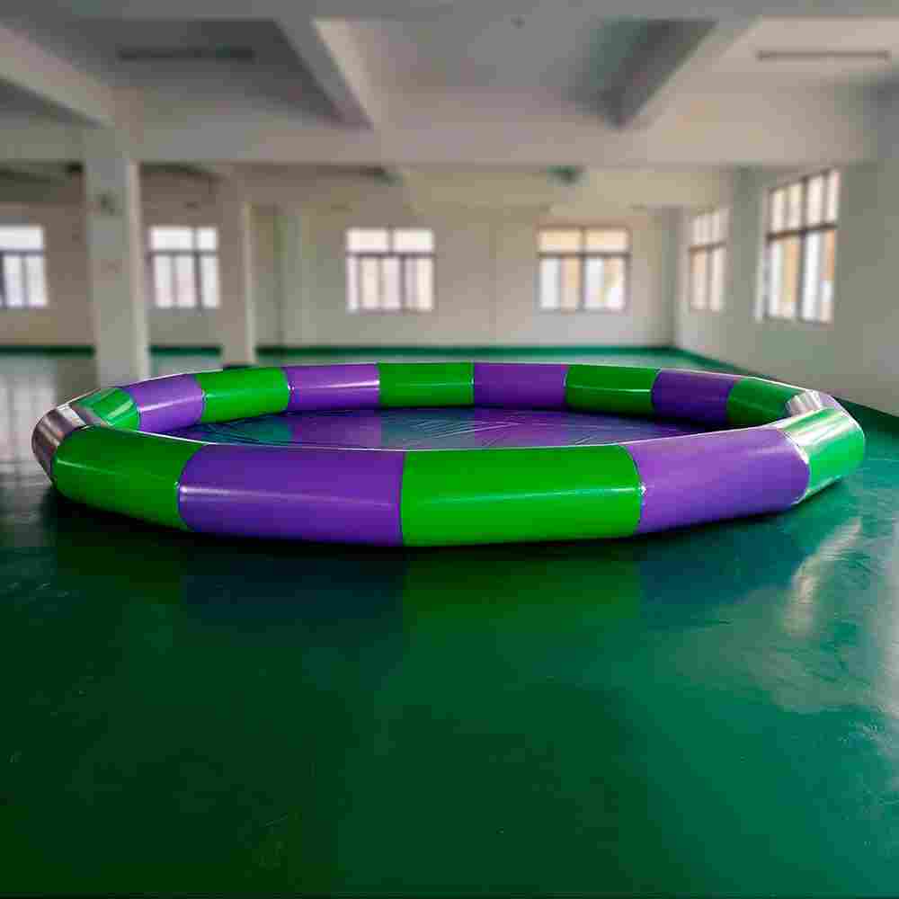 Круглый надувной бассейн «Многогранник», 8*8*0,65 м, зелено-фиолетовые борта