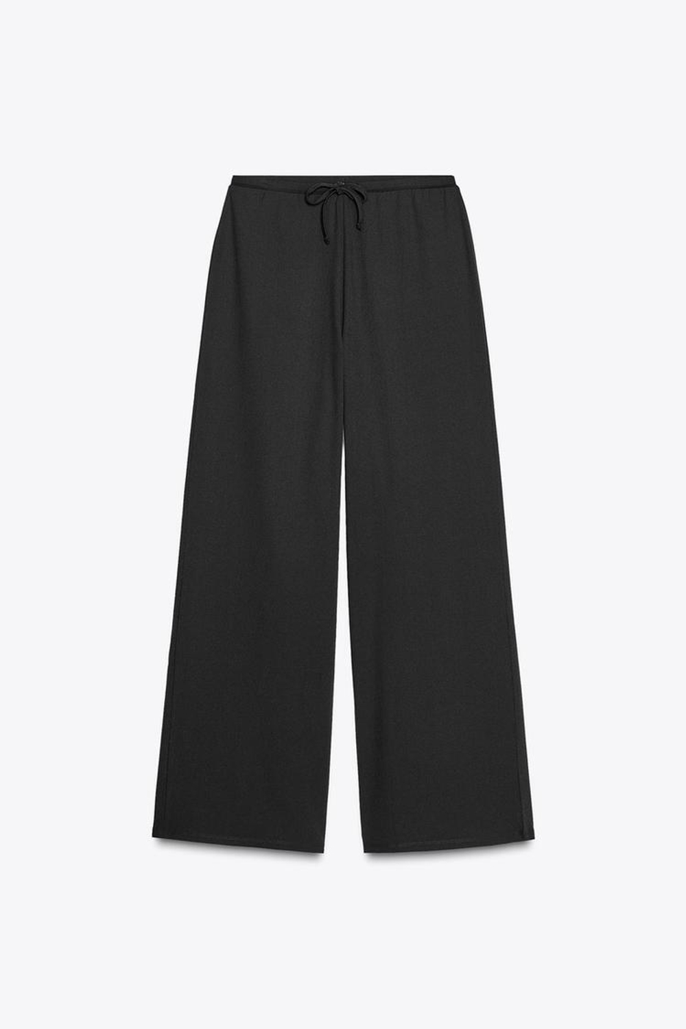 ZARA БРЮКИ STRAIGHT-LEG ИЗ РЕЛЬЕФНОЙ ТКАНИ, ЧЕРНЫЙ
