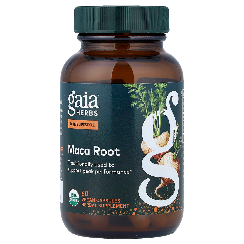 Gaia Herbs, корень маки, 60 веганских капсул (500 мг в 1 капсуле)