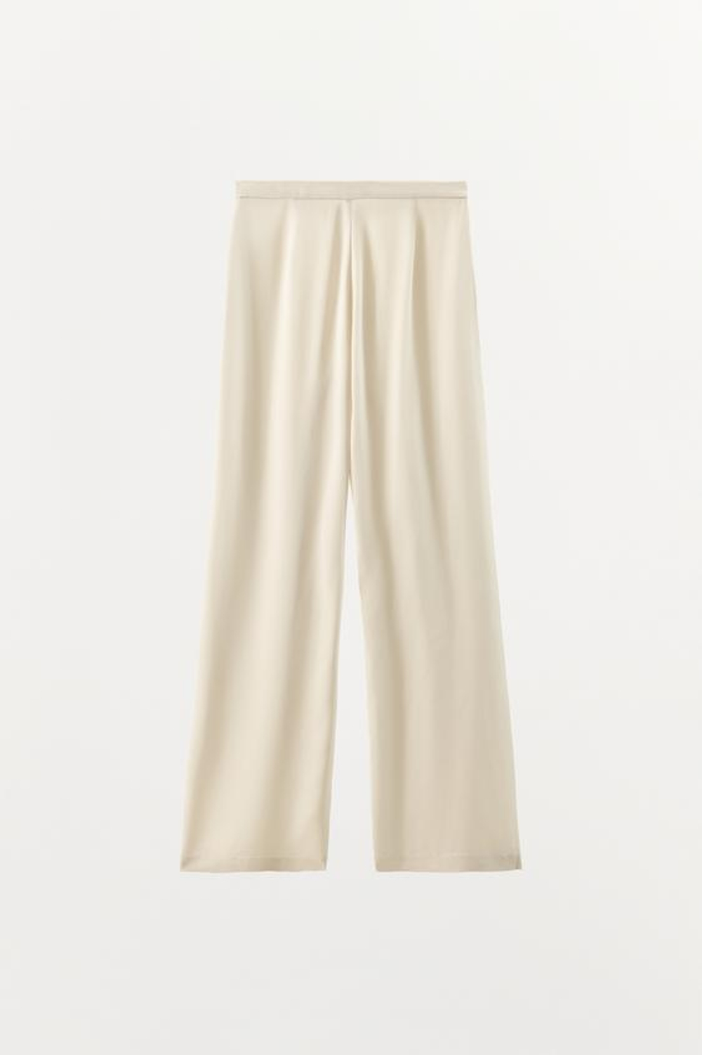 ZARA АТЛАСНЫЕ БРЮКИ ИЗ 100% ВИСКОЗЫ, ЭКРЮ