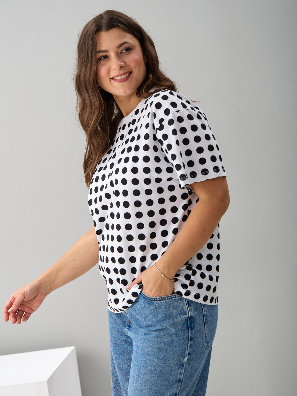 Футболка Фк-193/белый-крупныйгорох