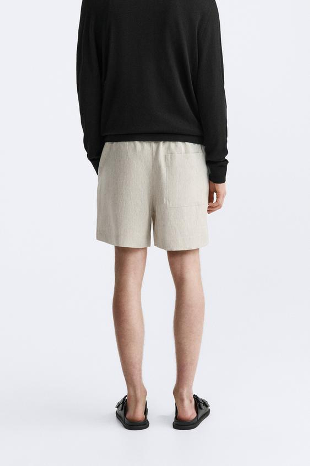 ZARA ШОРТЫ ИЗ 100% ЛЬНА, СВЕТЛО-БЕЖЕВЫЙ