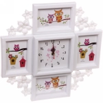 Фоторамка-коллаж 42*43см «Вьюнок», цвет белый, на 4 фото, пластик, с часами