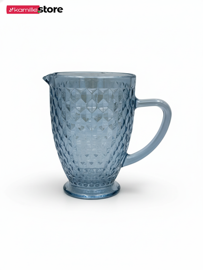 Кувшин стеклянный 1,1 л. на ножке, стекло с рельефной огранкой