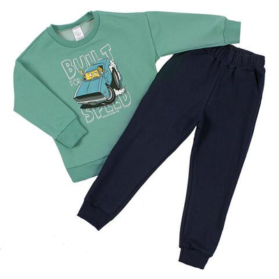 Костюм д/мальчика (джемпер+брюки) КМ-837/1 р.110 "Велик-1" шалфей/т.синий (Ивашка)