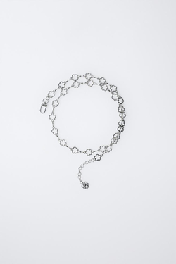 ZARA РЕМЕНЬ-ЦЕПОЧКА С ЦВЕТАМИ, СЕРЕБРИСТЫЙ