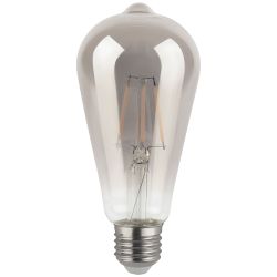 Лампа светодиодная ЭРА F-LED ST64-7W-824-E27 smoky 7Вт филамент дымчатая теплый белый свет Е27 | Филаментные декоративные