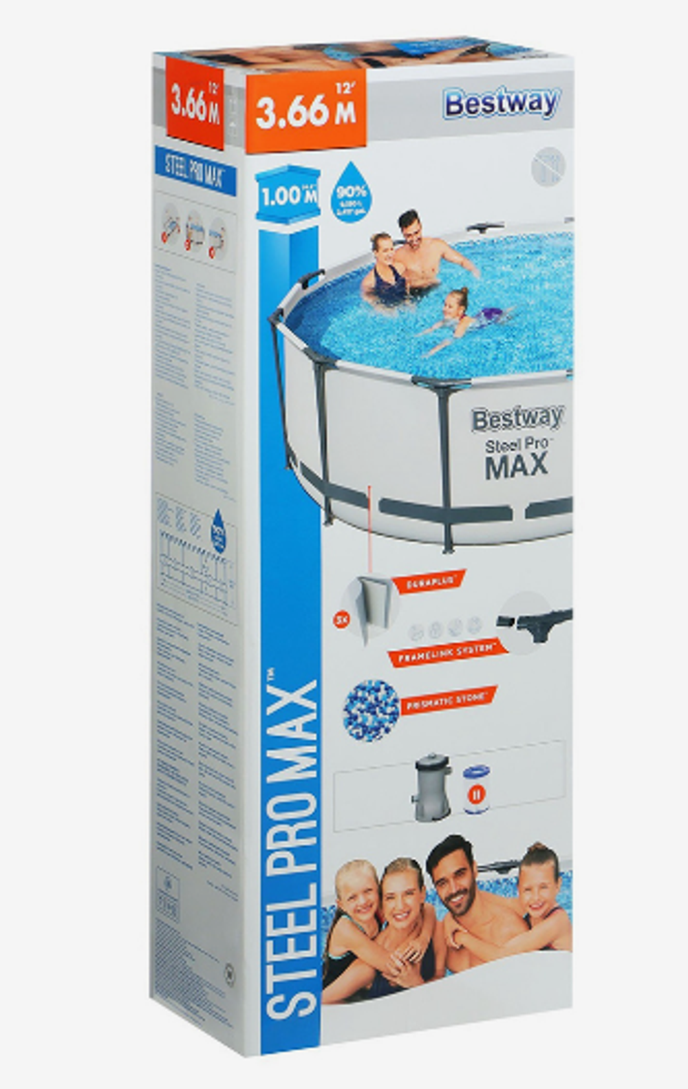 Бассейн каркасный Bestway Steel Pro MAX, 366×100 см, фильтр-насос, круглый