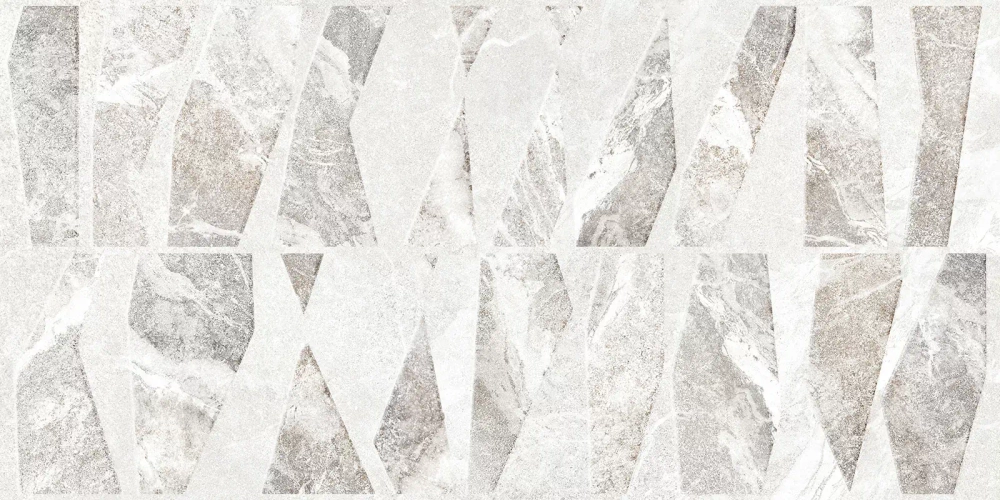 Настенная плитка Alma Ceramica TWU2550PRS17 Persey 24.9x50 белая / серая матовая / рельефная под камень / мозаику