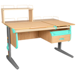 Растущая парта СУТ 25 с задними полками СУТ.15.210 и СУТ.15.240 и навесной тумбой (1200×880 мм)