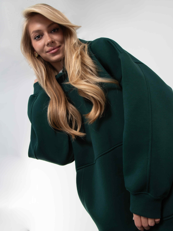 Худи женское оверсайз с начесом basis Малахит