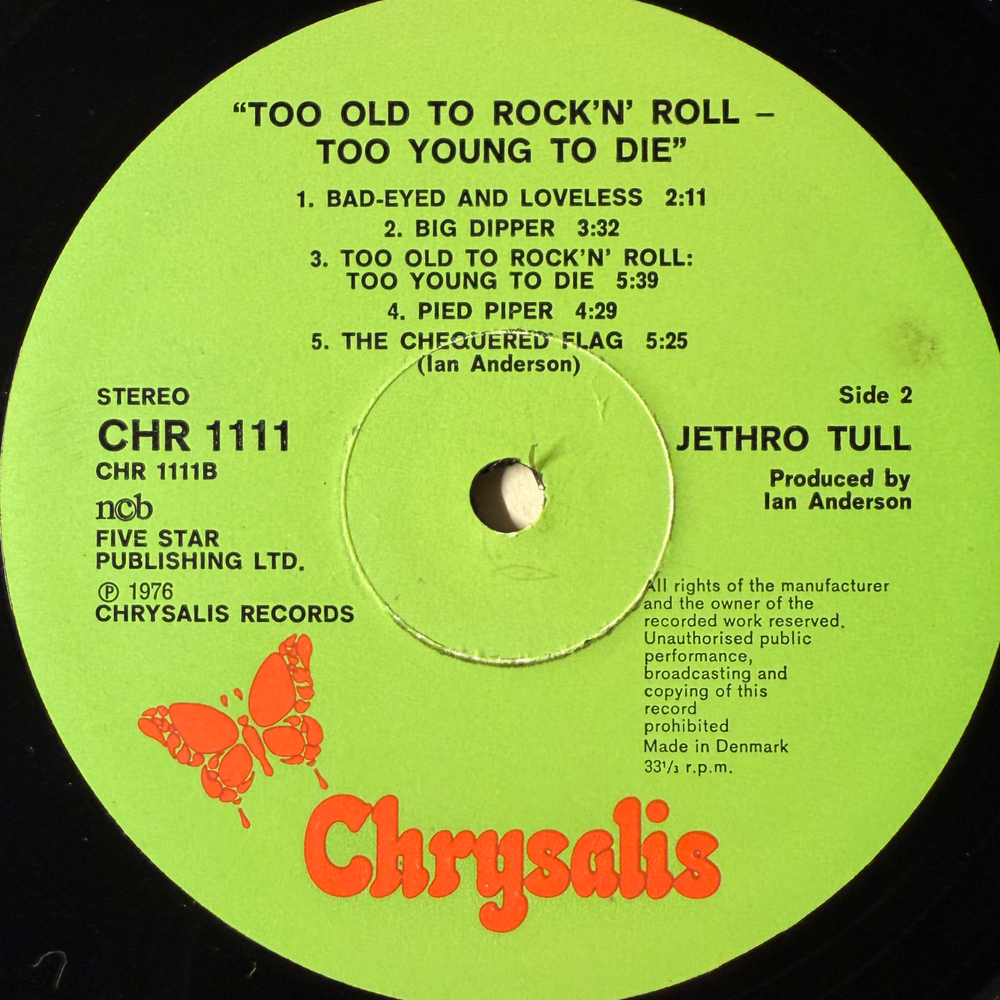 Jethro Tull ‎– Too Old To Rock 'N' Roll: Too Young To Die! (Дания 1977г.)