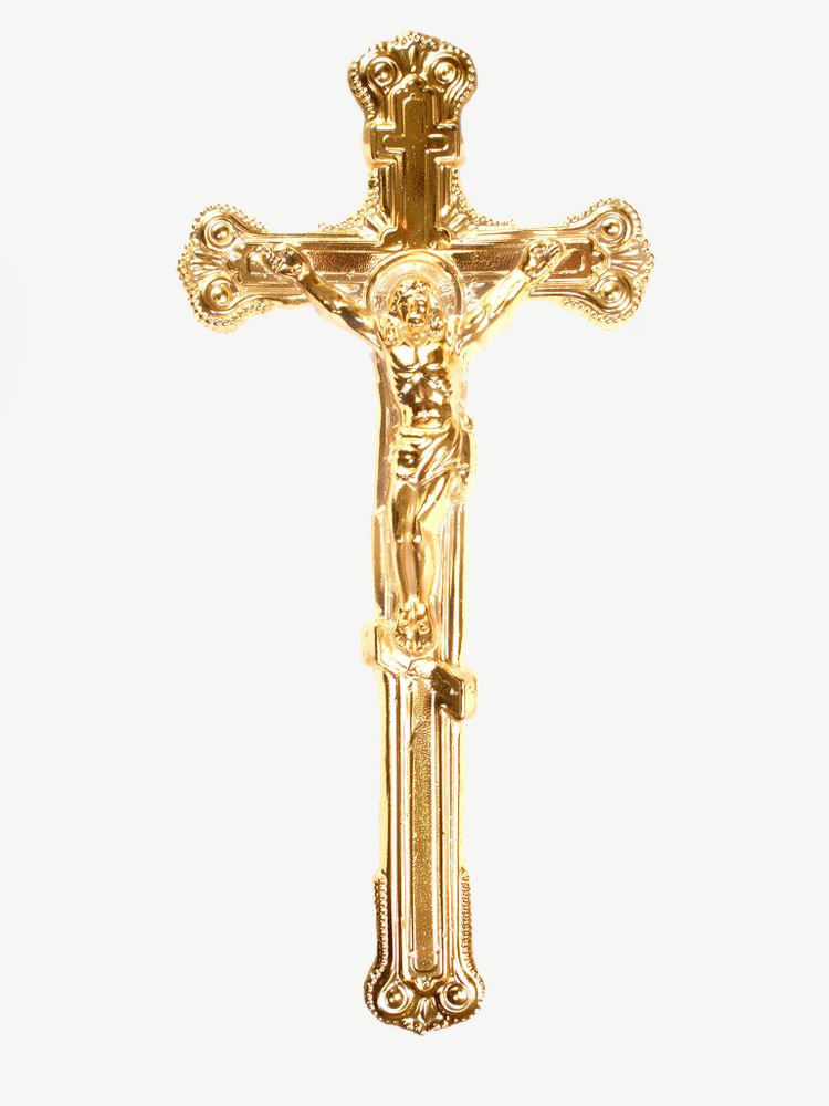 Крест высокий бисерный с двумя перемычками и распятием